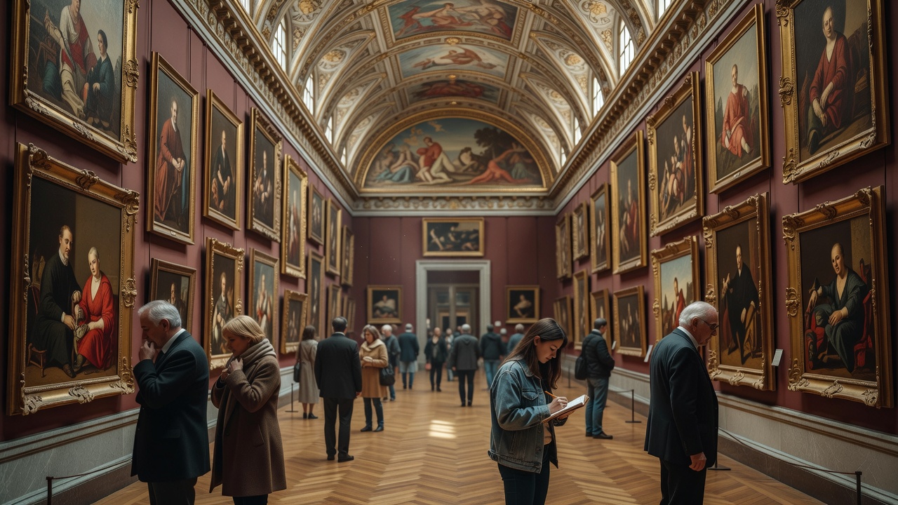 Interior de museo con obras que narran la historia de España